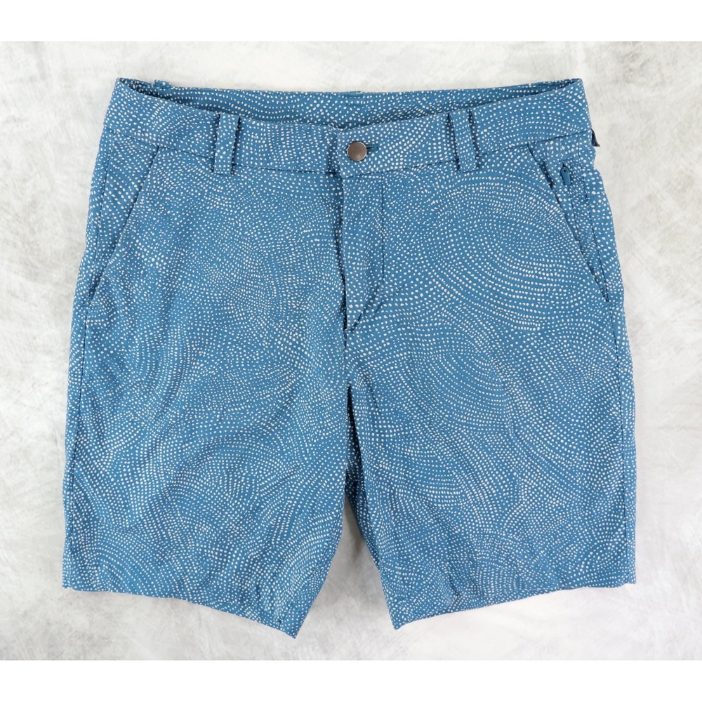 Lululemon Commission Performance Golf 9" Shorts Mens 30 Blue White Dot Swirl